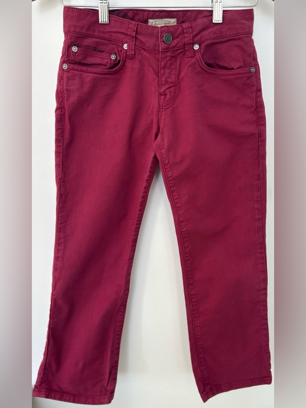 Burberry London Pink Fuchsia Skinny Crop Jeans Size 26 Designer Stretch Denim - Picture 2 of 8